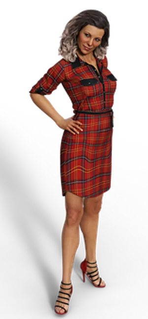Confident Womanin Plaid Dress