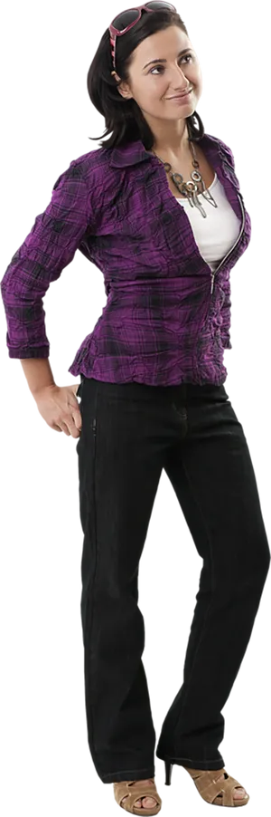 Confident Womanin Purple Jacket