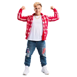 Confident Young Man Flexing Muscles PNG image