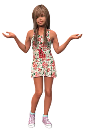 Confused Cartoon Girl Shrugging