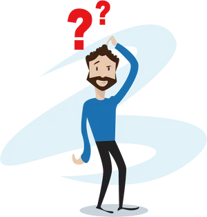 Confused Cartoon Manwith Question Marks PNG image