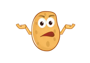 Confused Cartoon Potato Character