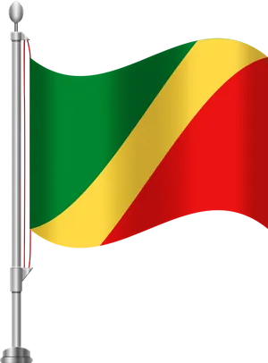 Congo Republic Flagon Pole PNG image