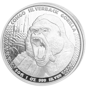 Congo Silverback Gorilla Silver Coin2015 PNG image