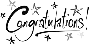 Congratulations Calligraphy Stars Black White PNG image