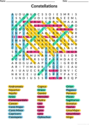 Constellation Word Search Puzzle PNG image