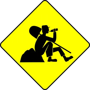 Construction Worker Digging Sign PNG image