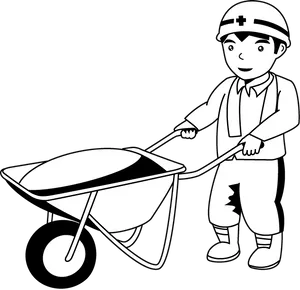Construction Workerwith Wheelbarrow Clipart PNG image