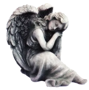 Contemplative Angel Sculpture PNG