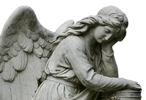 Contemplative Angel Statue PNG