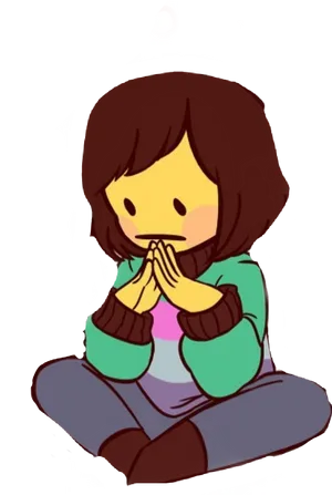 Contemplative Animated Character PNG