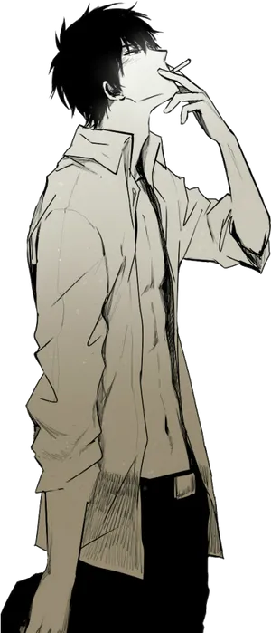 Contemplative_ Anime_ Boy_ Smoking