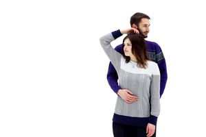 Contemplative Couplein Sweaters PNG image