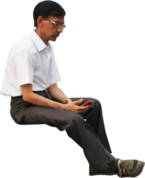 Contemplative Man Sitting PNG image