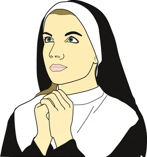 Contemplative Nun Illustration PNG image