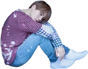 Contemplative Pose Artist B T S PNG