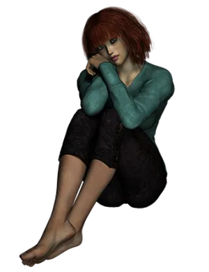 Contemplative Redhead3 D Art