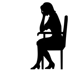 Contemplative Silhouette Woman Sitting PNG image