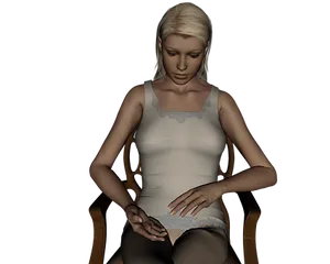 Contemplative Woman Sittingin Darkness