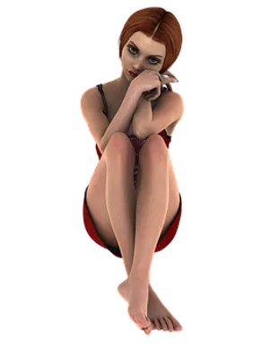Contemplative3 D Animated Girl