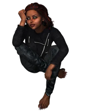 Contemplative3 D Rendered Girl