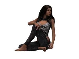 Contemplative3 D Rendered Woman