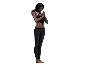 Contemplative3 D Rendered Woman
