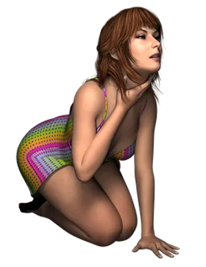 Contemplative3 D Rendered Woman