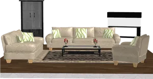 Contemporary Living Room Setup PNG image