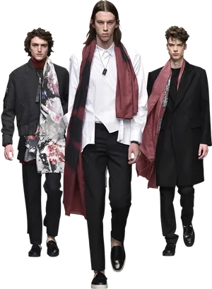 Contemporary Mens Fashion Trio PNG image