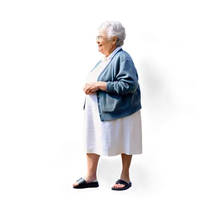 Contented Elderly Woman Standing Smiling PNG image