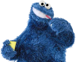 Cookie Monster Holding Cookie Cup PNG image