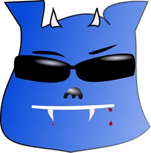 Cool Blue Devil Emoji