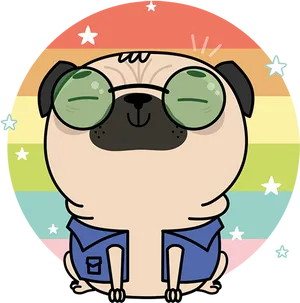 Cool Cartoon Pugwith Sunglasses PNG image