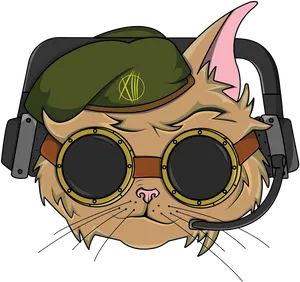 Cool Cat Pilot Illustration PNG image