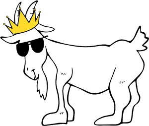 Cool Goatwith Crownand Sunglasses PNG image