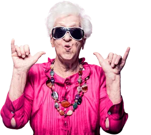 Cool Grandma Rocking Out PNG image