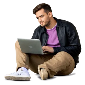 Cool Guy With A Laptop PNG 06252024