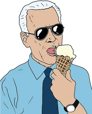 Cool Ice Cream Enjoyment Cartoon PNG image