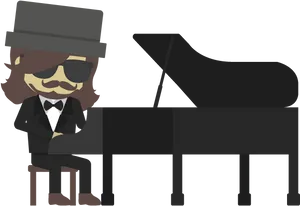 Cool Pianist Cartoon Character PNG image