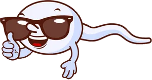 Cool Sperm Character Thumbs Up PNG image