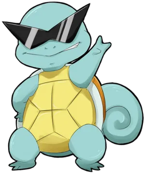 Cool Squirtle With Sunglasses PNG image