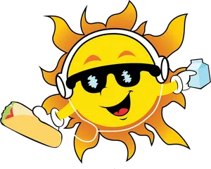 Cool Sun Enjoying Summer Clipart PNG image