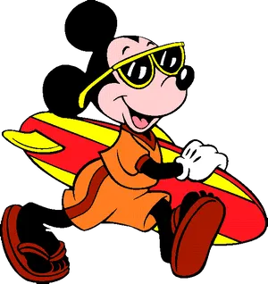 Cool Surfing Mickey Mouse PNG image