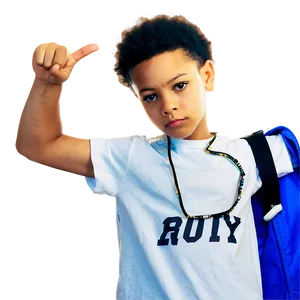 Cool Young Boy Pointing Thumbs Up PNG