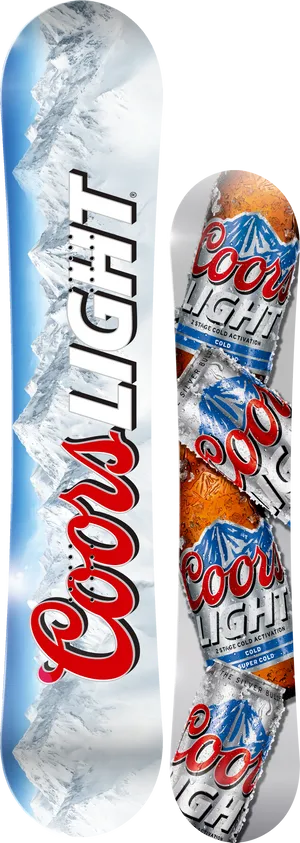 Coors Light Themed Snowboard PNG image