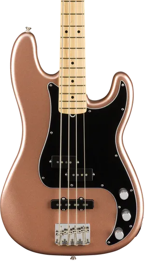 Copper Finish Electric Bass Guitar PNG