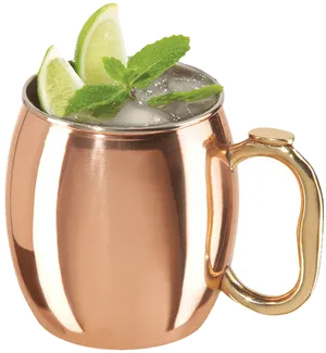 Copper Moscow Mule Mugwith Limeand Mint PNG image