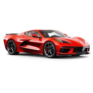 Coral Red Corvette C8 PNG 45