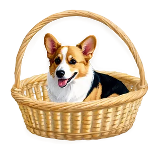 Corgi In Basket Png 05212024 PNG image